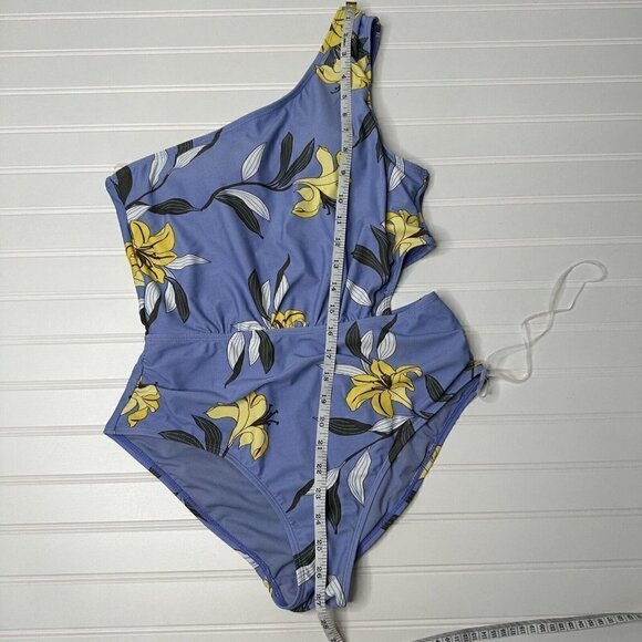 Jones New York Swimsuit Blue Floral One-Piece One Shoulder Cutout  Size M - Picture 12 of 14